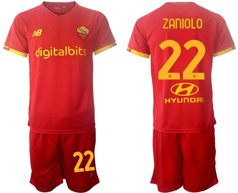 AS Roma 2021/22 Heimtrikot rot Trikotsatz Kurzarm + Kurze Hosen ZANIOLO 22