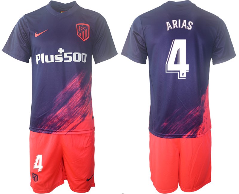Atlético Madrid Auswärtstrikot 2021/22 dunkelblau/pink Kurzarm + Kurze Hosen ARIAS 4
