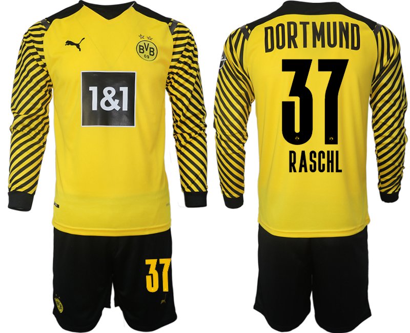 BVB Borussia Dortmund Heimtrikot 2021-22 gelb-schwarz Langarm + Kurze Hosen Raschl 37