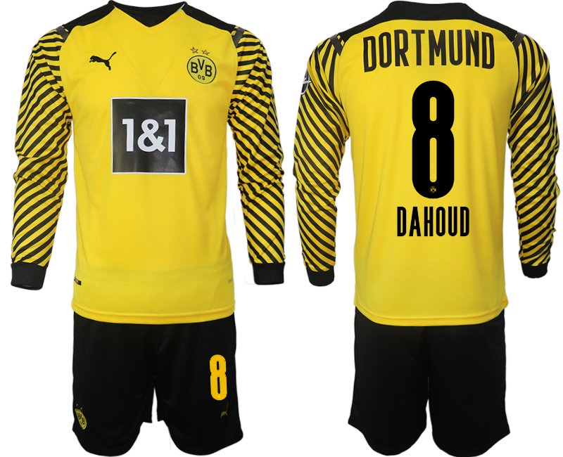 Borussia Dortmund 2021-22 Heimtrikot gelb-schwarz Langarm + Kurze Hosen Dahoud 8