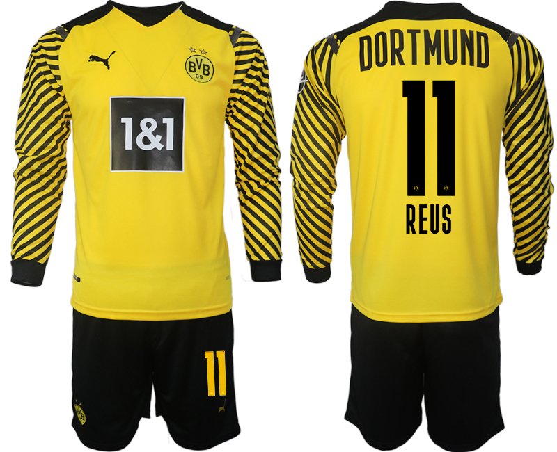 Borussia Dortmund 2021-22 Heimtrikot gelb-schwarz Langarm + Kurze Hosen Reus 11