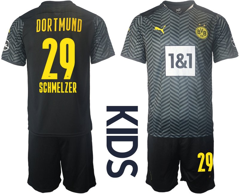 Borussia Dortmund BVB Auswärtstrikot 2021/22 für Kinder mit Aufdruck Schmelzer 29