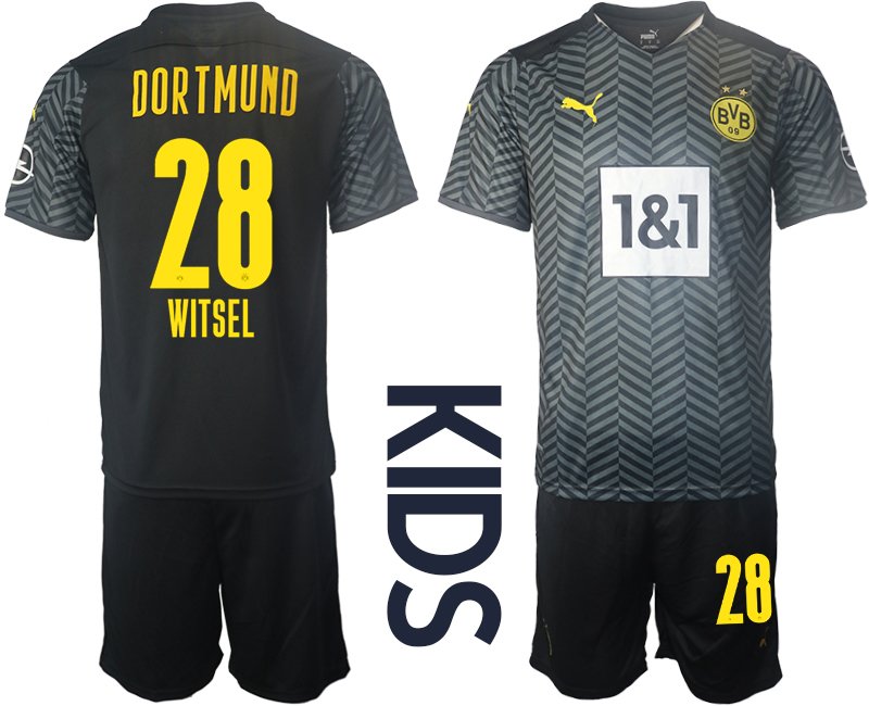 Borussia Dortmund BVB Auswärtstrikot 2021/22 für Kinder mit Aufdruck Witsel 28