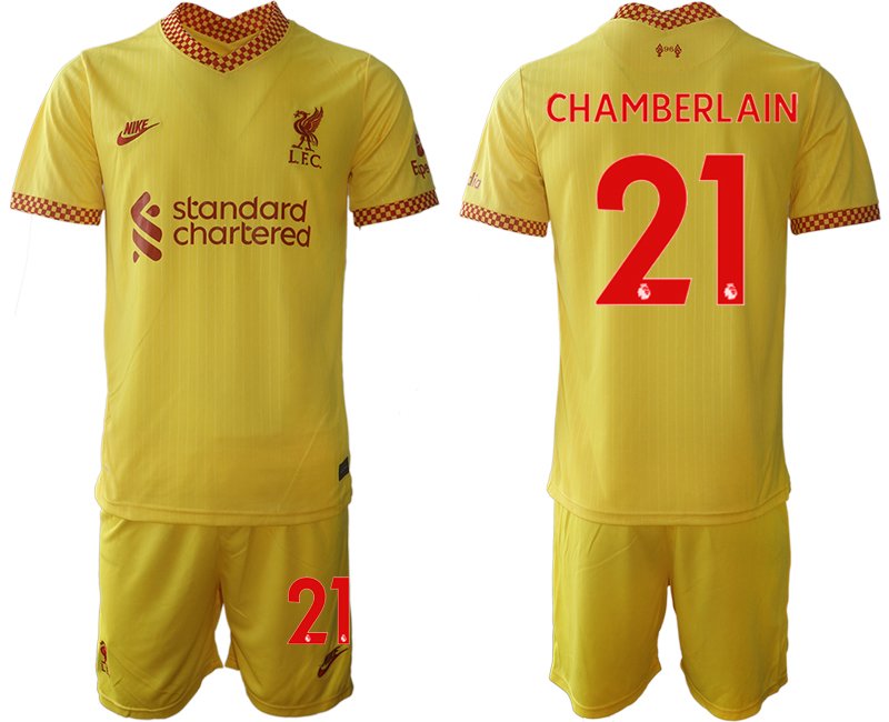 CHAMBERLAIN 21 Liverpool FC Ausweichtrikot 2021/22 gelb-rot Fußball Trikotsatz