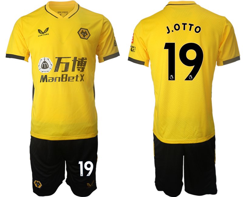 Castore Wolves Gelb Heimtrikot 2021/22 T-Shirt + Kurze Hosen mit Aufdruck J.OTTO 19