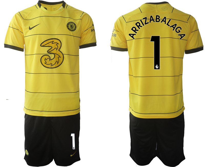Chelsea FC 2021/2022 Auswärtstrikot gelb/schwarz mit Aufdruck Arrizabalaga 1