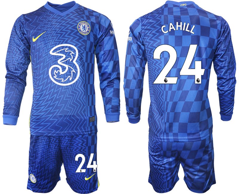 Chelsea FC Heimtrikot 2021/22 Lange Ärmel Trikotsatz in blau mit Aufdruck Cahill 24