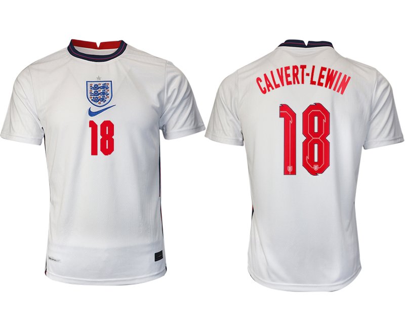 England Heimtrikot EM 2020 weiß/blau mit Aufdruck Calvert-Lewin 18