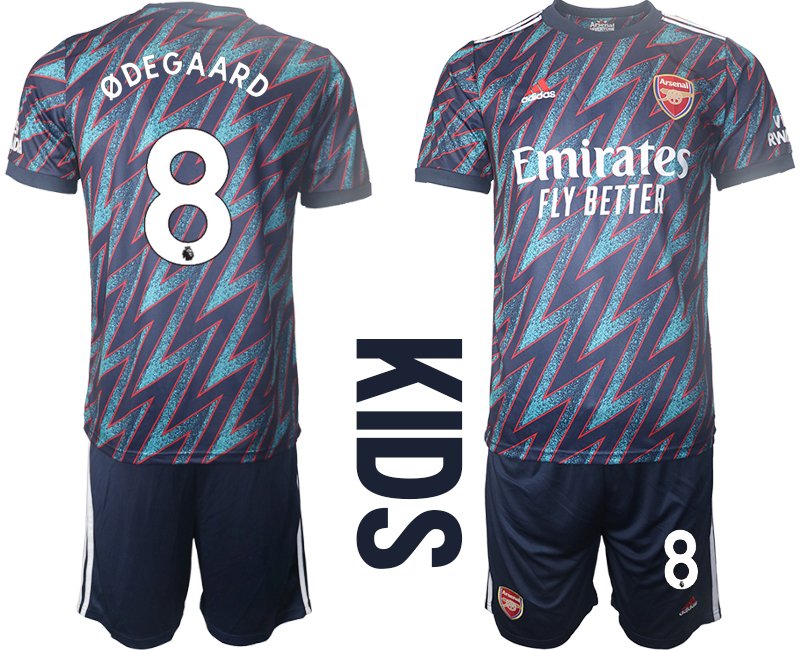 FC Arsenal Ausweichtrikot 2021-22 für Kinder mit Aufdruck Ødegaard 8