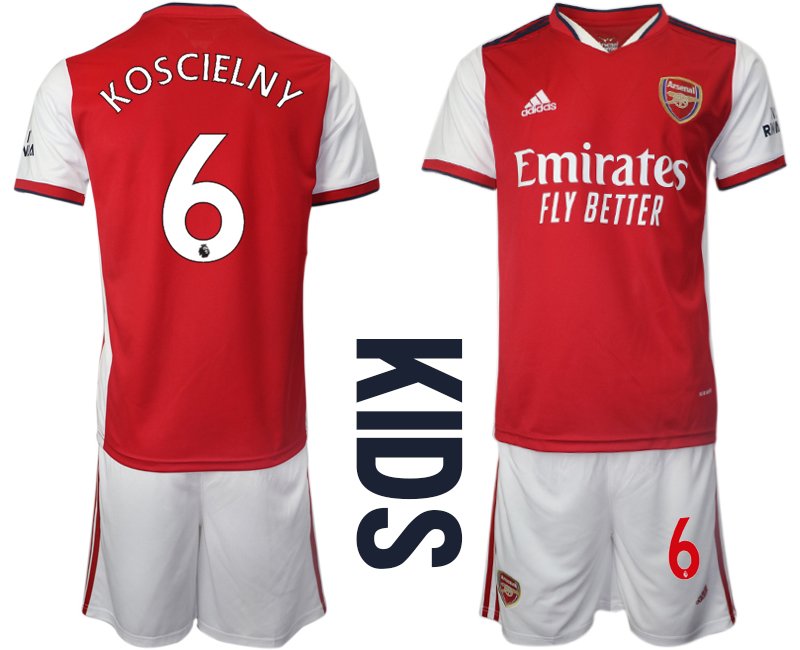 FC Arsenal Heimtrikot 2021/2022 für Kinder weiß/rot mit Koscielny 6 Aufdruck