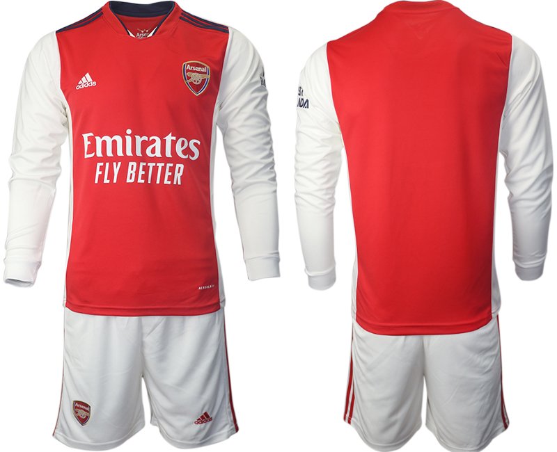 FC Arsenal Heimtrikot 2021/22 Langarm weiß/rot + Kurze Hosen