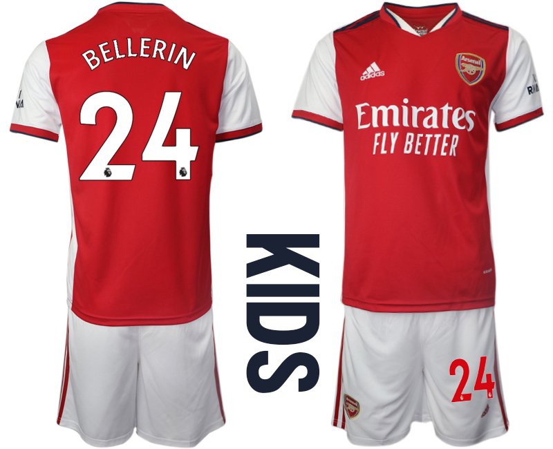 FC Arsenal Heimtrikot 2021/22 für Kinder rot/weiß Mit BELLERIN 24 Aufdruck