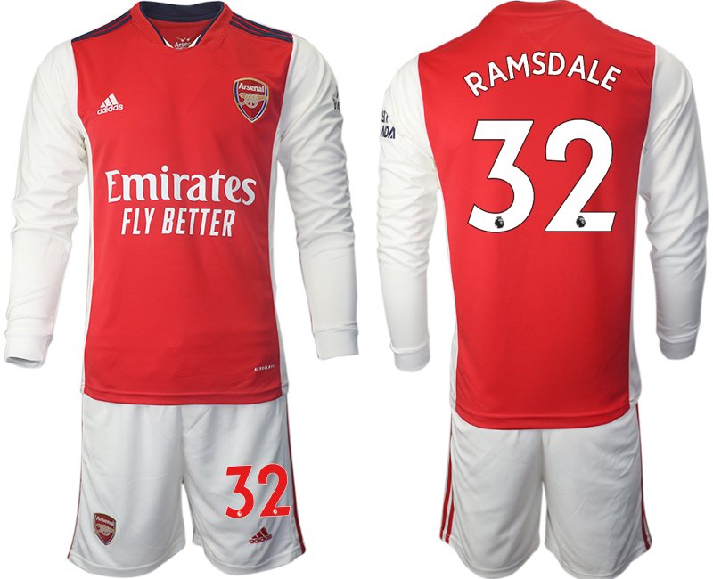 FC Arsenal Herren Heimtrikot 2021/22 Langarm weiß/rot + Kurze Hosen RAMSDALE 32