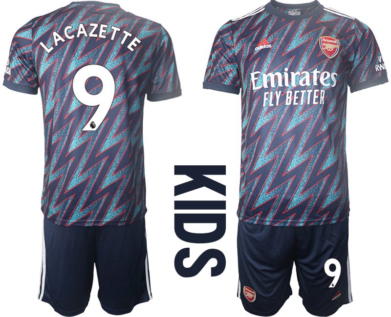 FC Arsenal Third Shirt 2021-22 Kids with Lacazette 9 printing