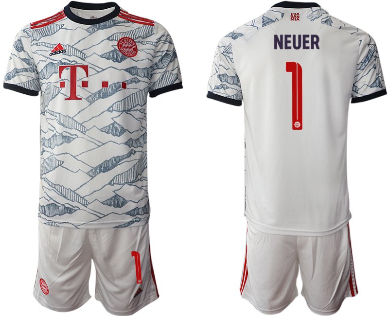 FC BAYERN MÜNCHEN Trikot 3rd 2021-22 Trikotsatz Kurzarm + Kurze Hosen mit Aufdruck NEUER 1