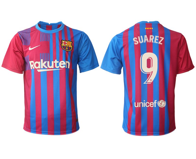FC Barcelona Heimtrikot 2021/22 Herren Fußballtrikots blau mit Aufdruck SUAREZ 9