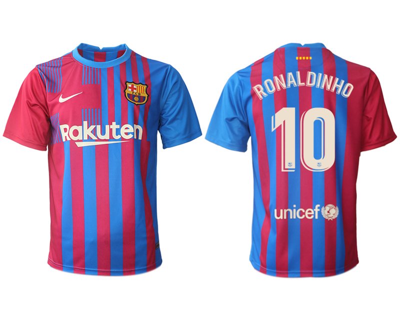 FC Barcelona Stadium Heimtrikot 2021/22 Herren Fußballtrikots mit Aufdruck Ronaldinho 10