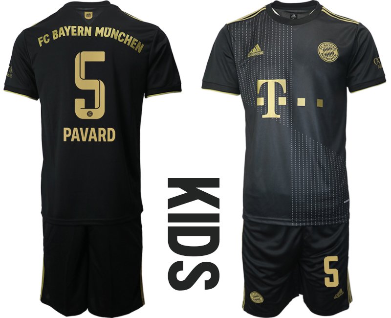 FC Bayern München Auswärtstrikot 2021/22 schwarz für Kinder mit Aufdruck Pavard 5