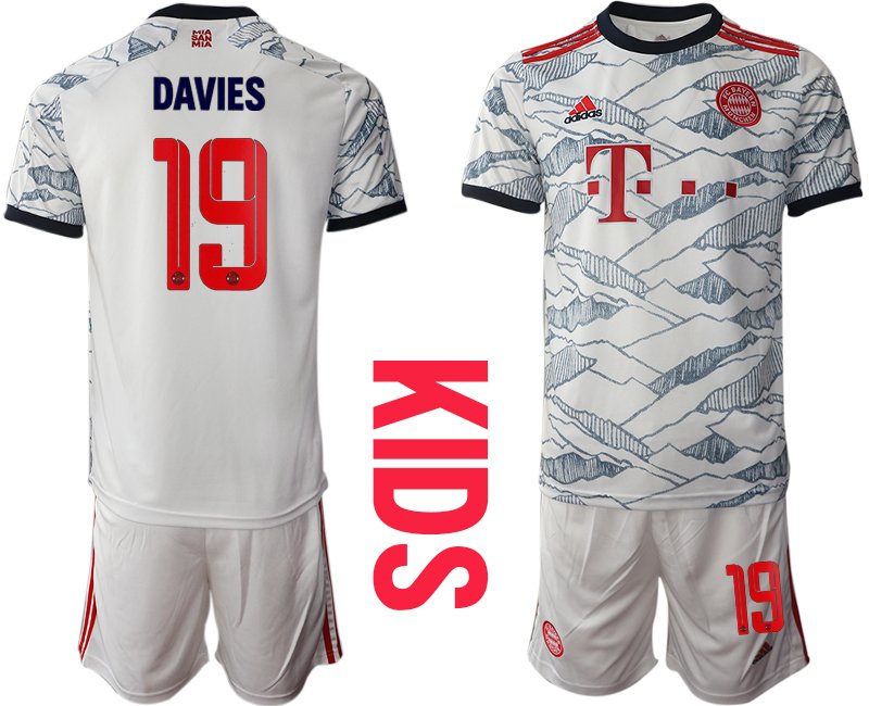 FC Bayern München Ausweichtrikot weiß 2021/2022 für Kinder mit Aufdruck Davies 19