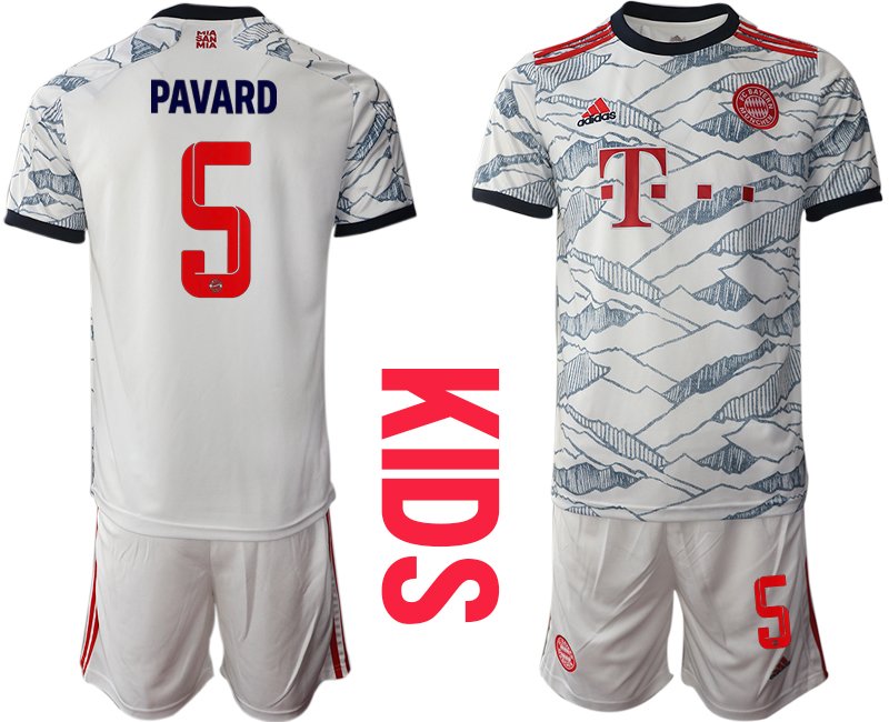 FC Bayern München Trikot 3rd in weiß 2021/2022 für Kinder mit Aufdruck Pavard 5