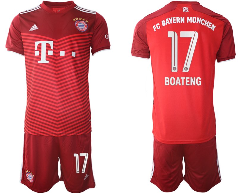 FC Bayern München Heimtrikot 2021-22 Trikotsatz Kurzarm + Kurze Hosen mit Aufdruck BOATENG 17