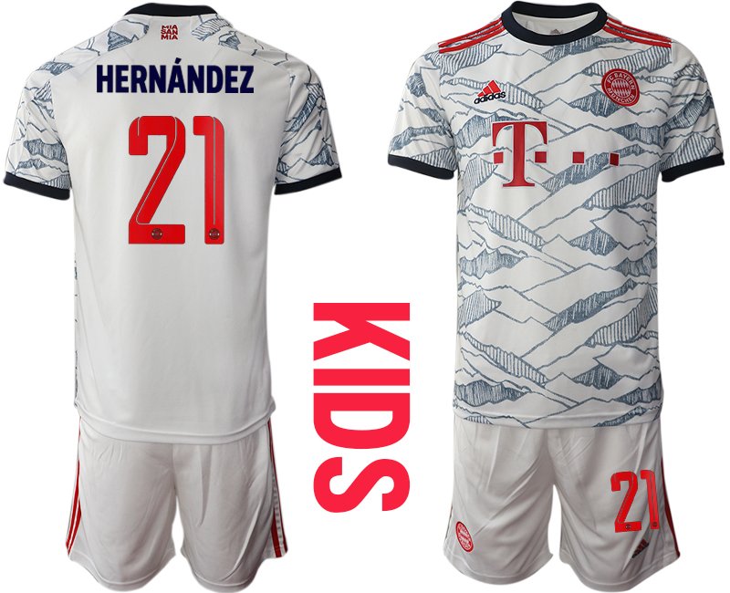 FC Bayern München Trikot 3rd in weiß 2021/2022 für Kinder mit Aufdruck Hernandez 21