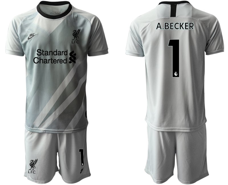FC Liverpool 2022 Gray Goalkeeper Shirt + Shorts with A.BECKER 1 printing