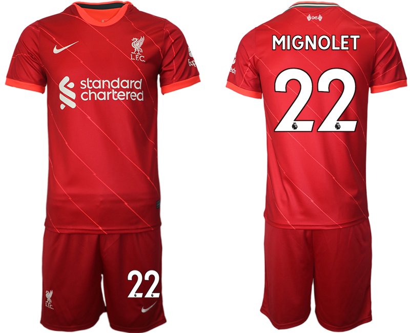 FC Liverpool Heimtrikot 2021/22 rot Personalisierbar Trikotsatz mit Aufdruck MIGNOLET 22