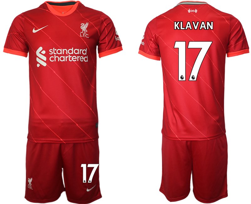 FC Liverpool Heimtrikot 2021/22 rot Trikotsatz Kurzarm + Kurze Hosen mit Aufdruck KLAVAN 17
