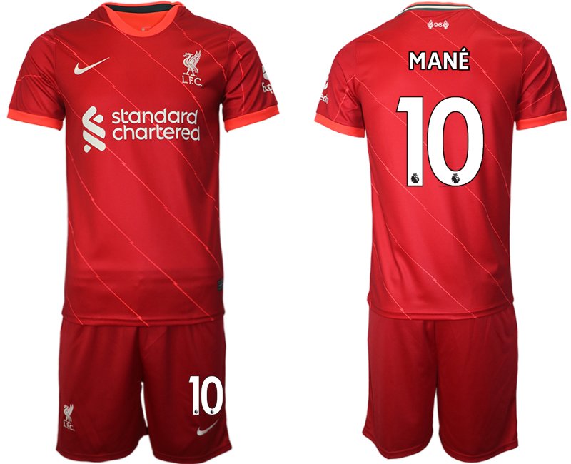 FC Liverpool Heimtrikot 2021/22 rot Trikotsatz Kurzarm + Kurze Hosen Mané 10