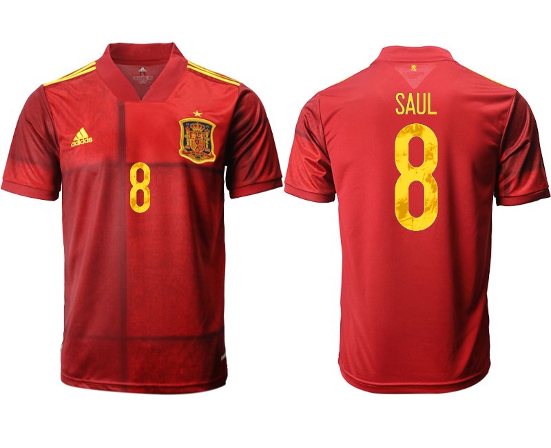 Fanartikelshop Spanien EM 2020/21 Heimtrikot rot mit Aufdruck SAUL 8