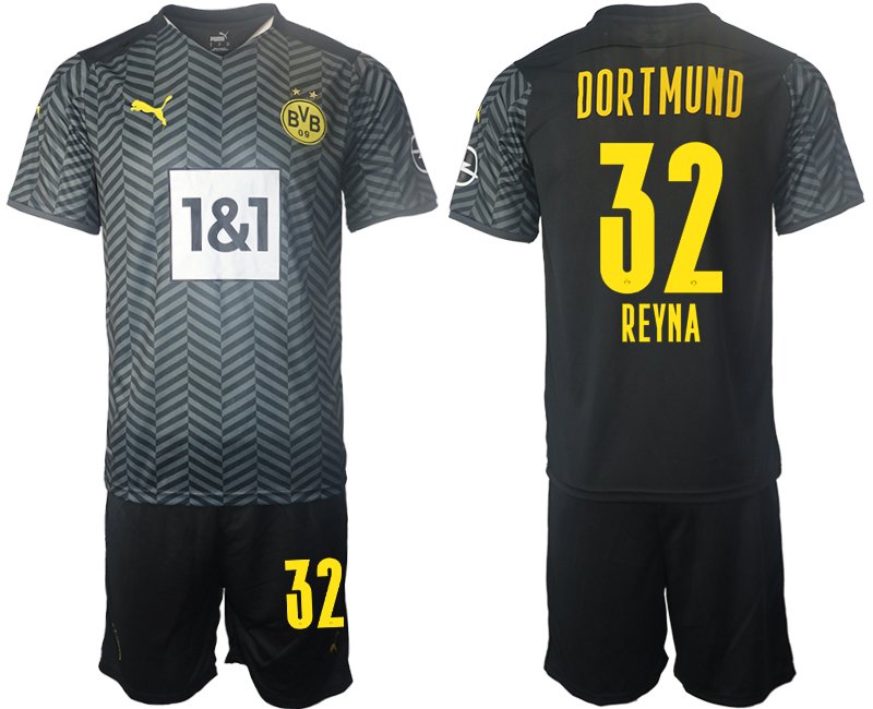 Football Borussia Dortmund 21/22 Auswärtstrikot in Grau mit Aufdruck Reyna 32