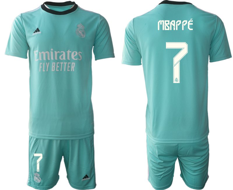 Fußball Trikot 3rd Real Madrid Ausweichtrikot 2021/22 grün mit Aufdruck Mbappé 7