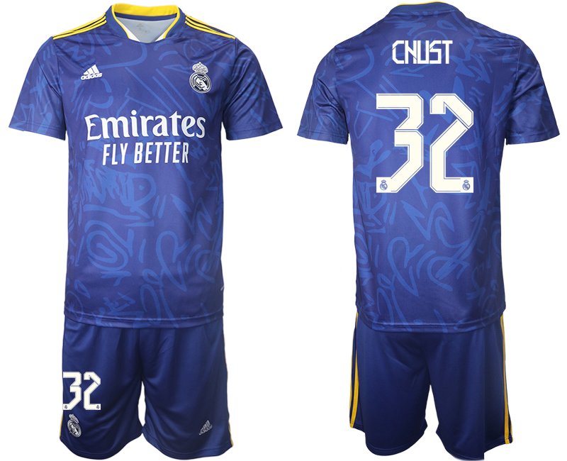 Fußball Trikot Away Blau Real Madrid Auswärtstrikot 2021/22 mit Aufdruck Chust 32