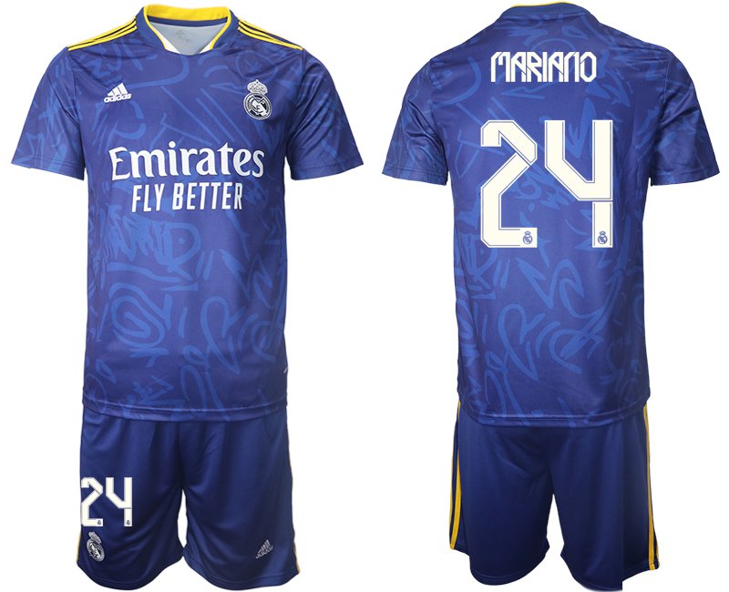 Fußball Trikot Away Blau Real Madrid Auswärtstrikot 2021/22 mit Aufdruck Mariano 24