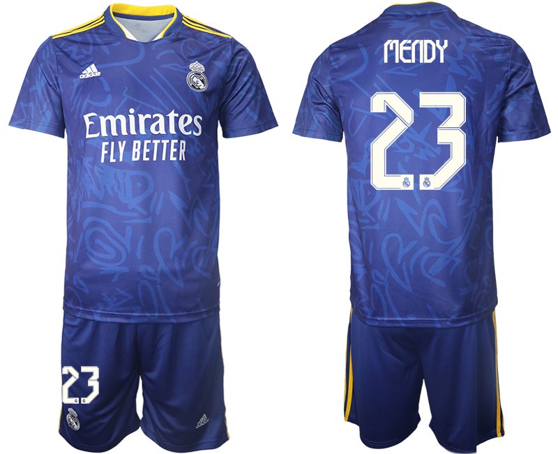 Fußball Trikot Away Blau Real Madrid Auswärtstrikot 2021/22 mit Aufdruck Mendy 23