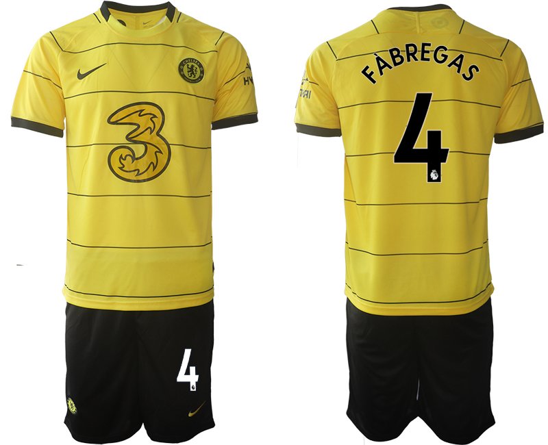 Fußball Trikotsatz Chelsea FC 2021/2022 Auswärtstrikot gelb/schwarz mit Aufdruck Fàbregas 4