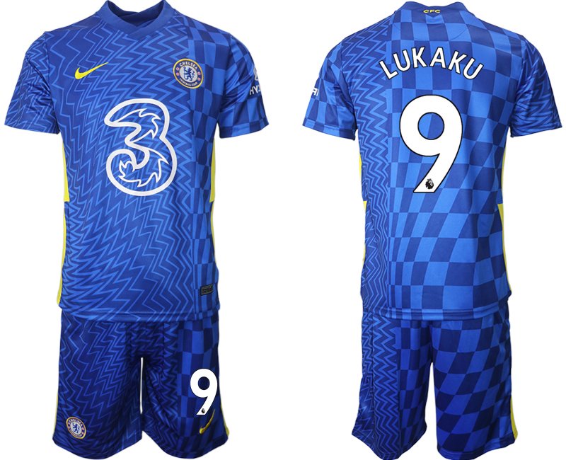 Fußball Trikotsatz FC Chelsea Heimtrikot 2021-22 blau mit Aufdruck LUKAKU 9