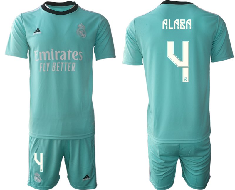 Fussball Trikotsatz Real Madrid Ausweichtrikot 2021-22 grün mit Aufdruck Alaba 4