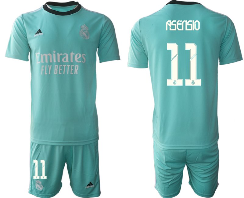 Fußball Trikotsatz Real Madrid Ausweichtrikot 2021/22 grün mit Aufdruck Asensio 11