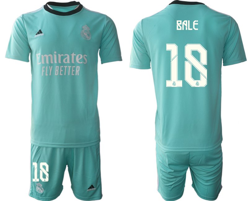 Fußball Trikotsatz Real Madrid Ausweichtrikot 2021/22 grün mit Aufdruck Bale 18