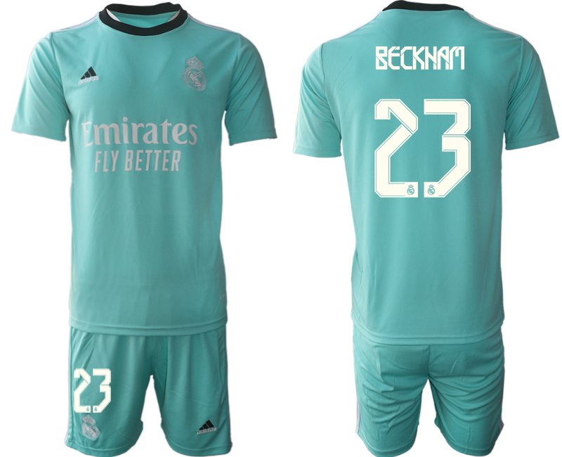 Fußball Trikotsatz Real Madrid Ausweichtrikot 2021/22 grün mit Aufdruck Beckham 23