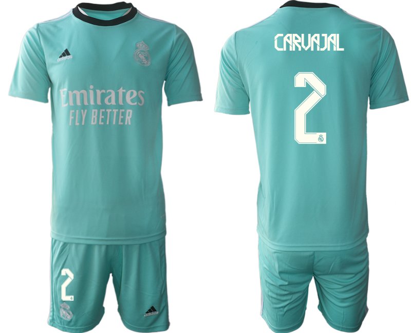 Fussball Trikotsatz Real Madrid Ausweichtrikot 2021-22 grün mit Aufdruck Carvajal 2