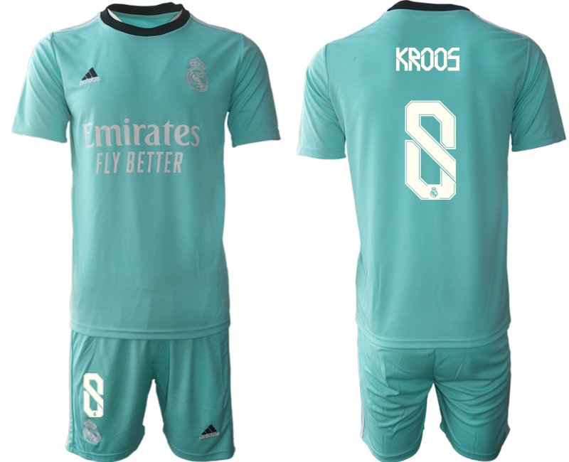 Fußball Trikotsatz Real Madrid Ausweichtrikot 2021/22 grün mit Aufdruck Kroos 8