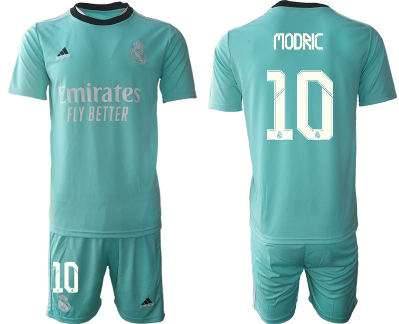 Fußball Trikotsatz Real Madrid Ausweichtrikot 2021/22 grün mit Aufdruck Modric 10