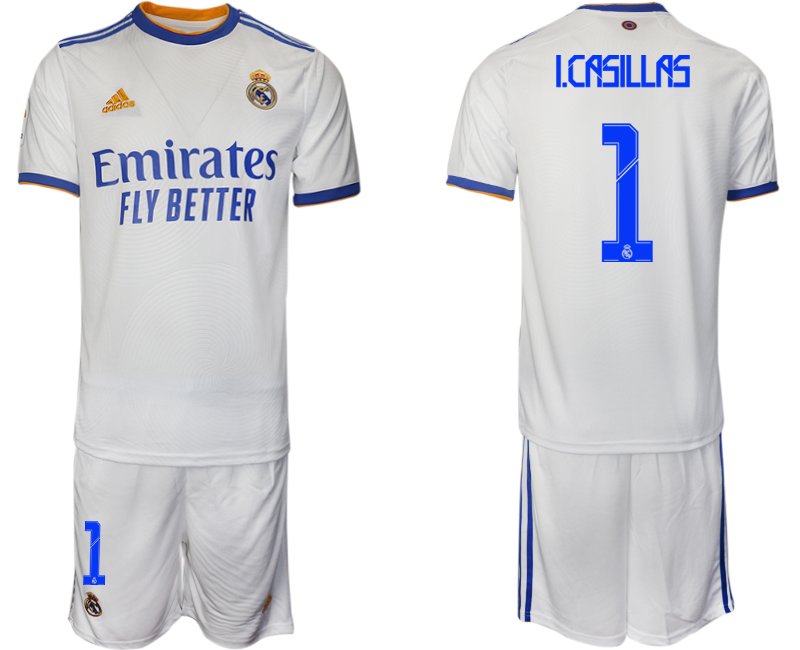 Fußball Trikotsatz Real Madrid Heimtrikot 2021/22 weiß blau mit Aufdruck I.Casillas 1