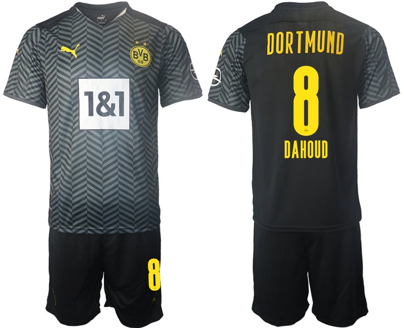 Fußballtrikot BVB Borussia Dortmund 2021/22 Auswärtstrikot Grau mit Aufdruck Dahoud 8