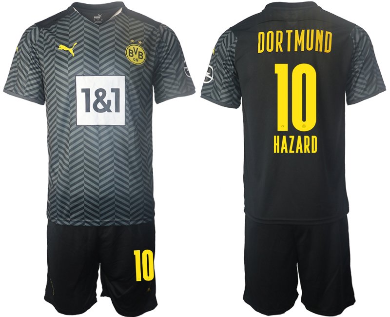 Fußballtrikot BVB Borussia Dortmund 2021/22 Auswärtstrikot Grau mit Aufdruck Hazard 10