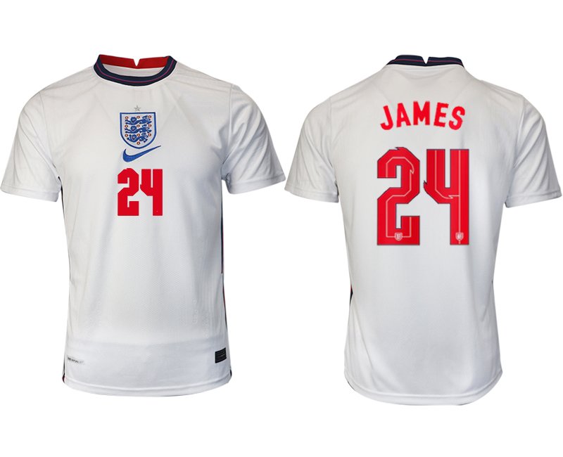 Fußballtrikot Kurzarm England Heimtrikot EM 2020 weiß/blau mit Aufdruck JAMES 24