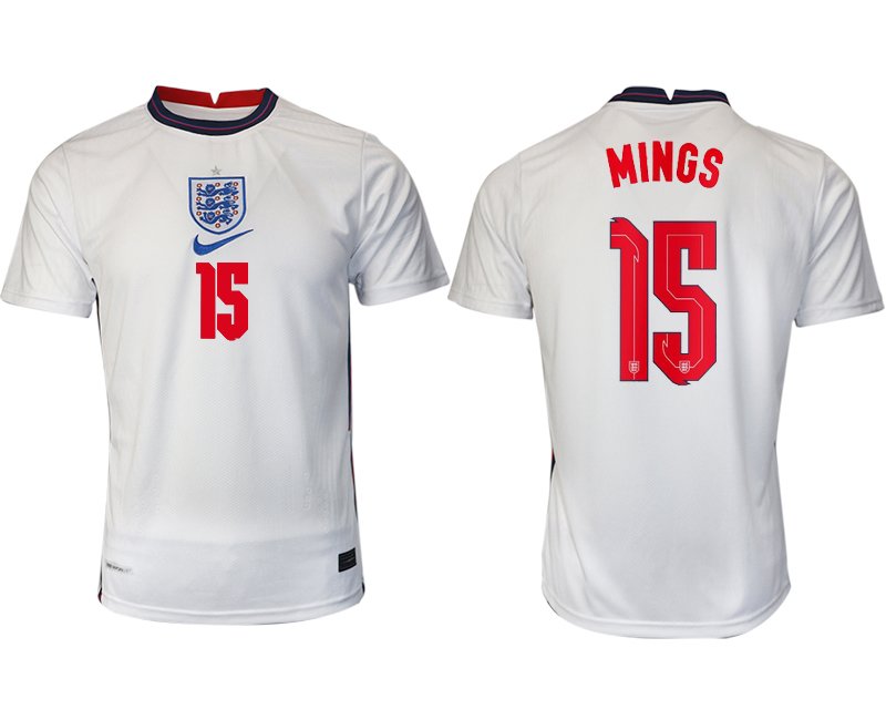 Fußballtrikot Kurzarm England Heimtrikot EM 2020 weiß/blau mit Aufdruck MINGS 15